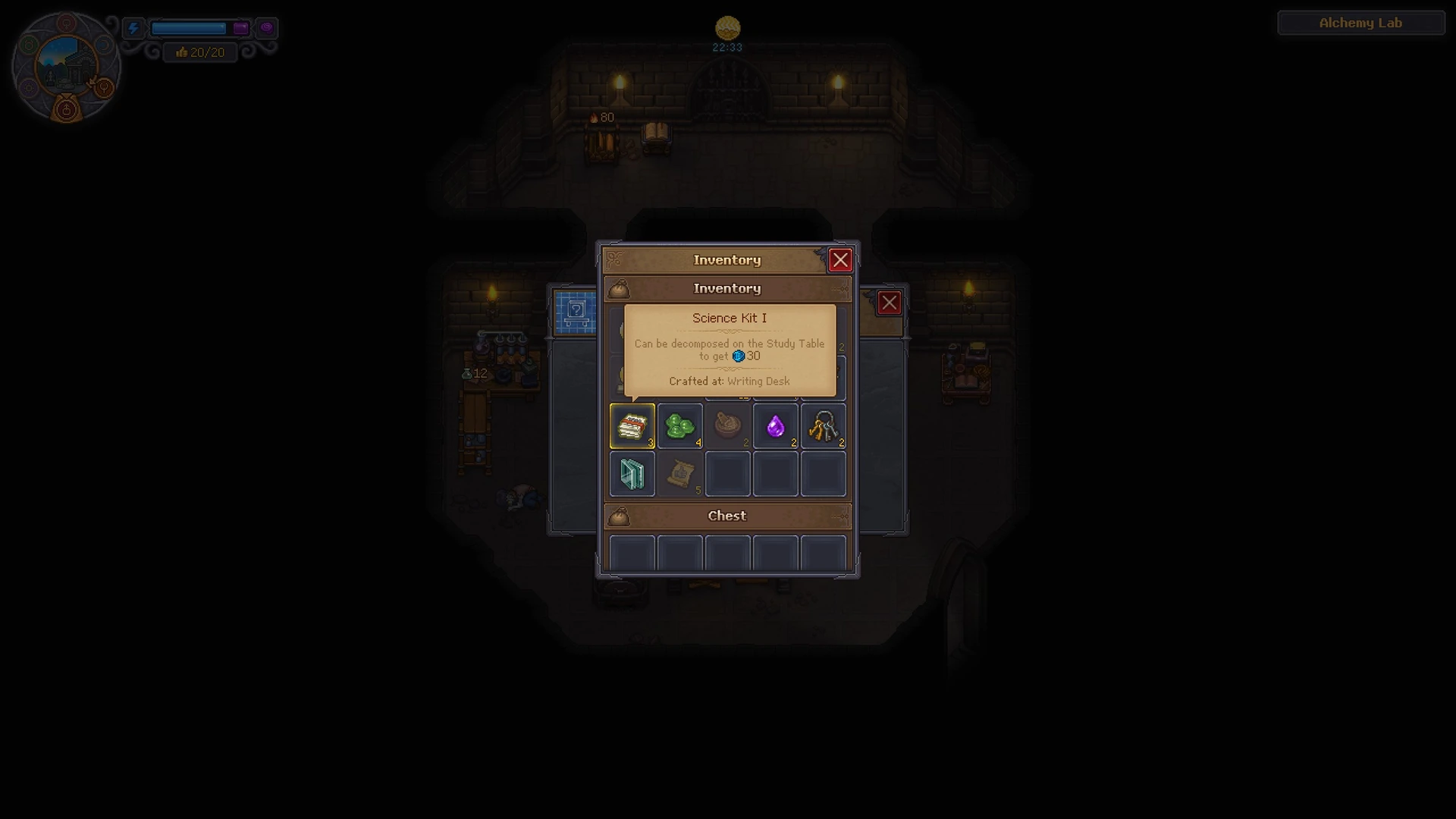 Science Kit I hovered in the inventory, its tooltip naming the thirty science it returns